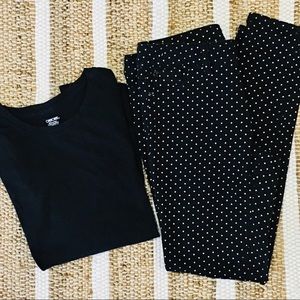 Cherokee black polka dot pants cotton jeggings and long sleeve shirt top…